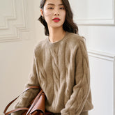 Round Neck Thickened Women's Twist Loose Cashmere Sweater